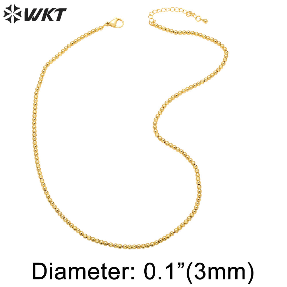 WT-BFN054 Gold Beads Necklace Chain Personality Clavicle Chain Ins Minority Design Sense Necklace Woman Ball Necklace