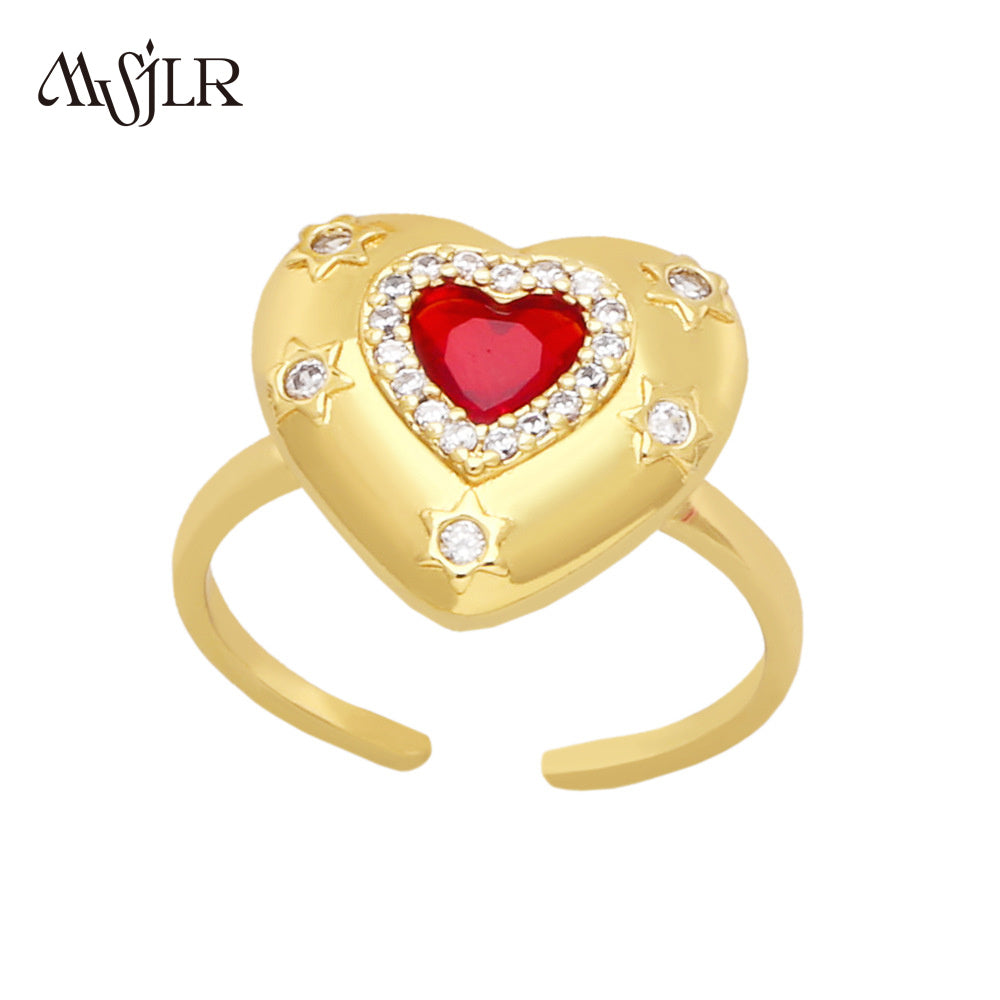 WKT-MVR042 High Quality Heart Shaped Ring for Women in Europe and America Fashionable Personality Open Index Finger Ring