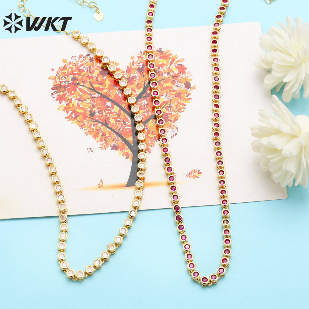 WT-BFN056 European Hip-hop Necklaces Female Fashion Brand Personality Copper-encrusted Zircon Chain Accessories Choker Necklace