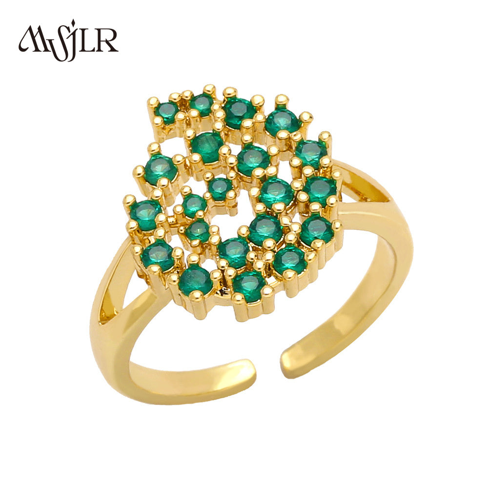 WKT-MVR046 High Quality Zircon Ring Women's Design Feels Small and Simple Cross Border European Opening Ring