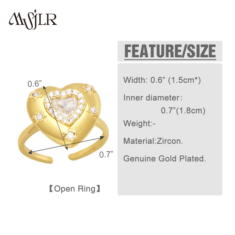 WKT-MVR042 High Quality Heart Shaped Ring for Women in Europe and America Fashionable Personality Open Index Finger Ring
