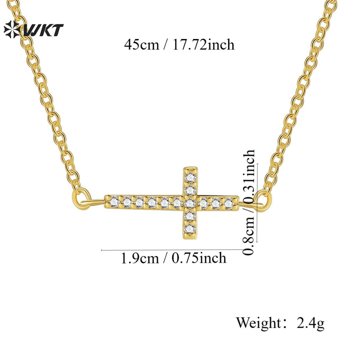 WT-MN997 Trendy Wholesale Cross Shape With Zircon Paved Connector Pendant Chain Necklace for Couple Daily Accessory