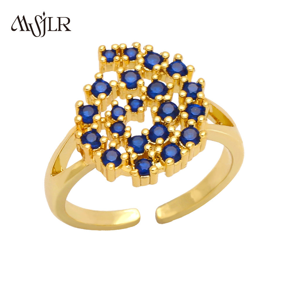 WKT-MVR046 High Quality Zircon Ring Women's Design Feels Small and Simple Cross Border European Opening Ring