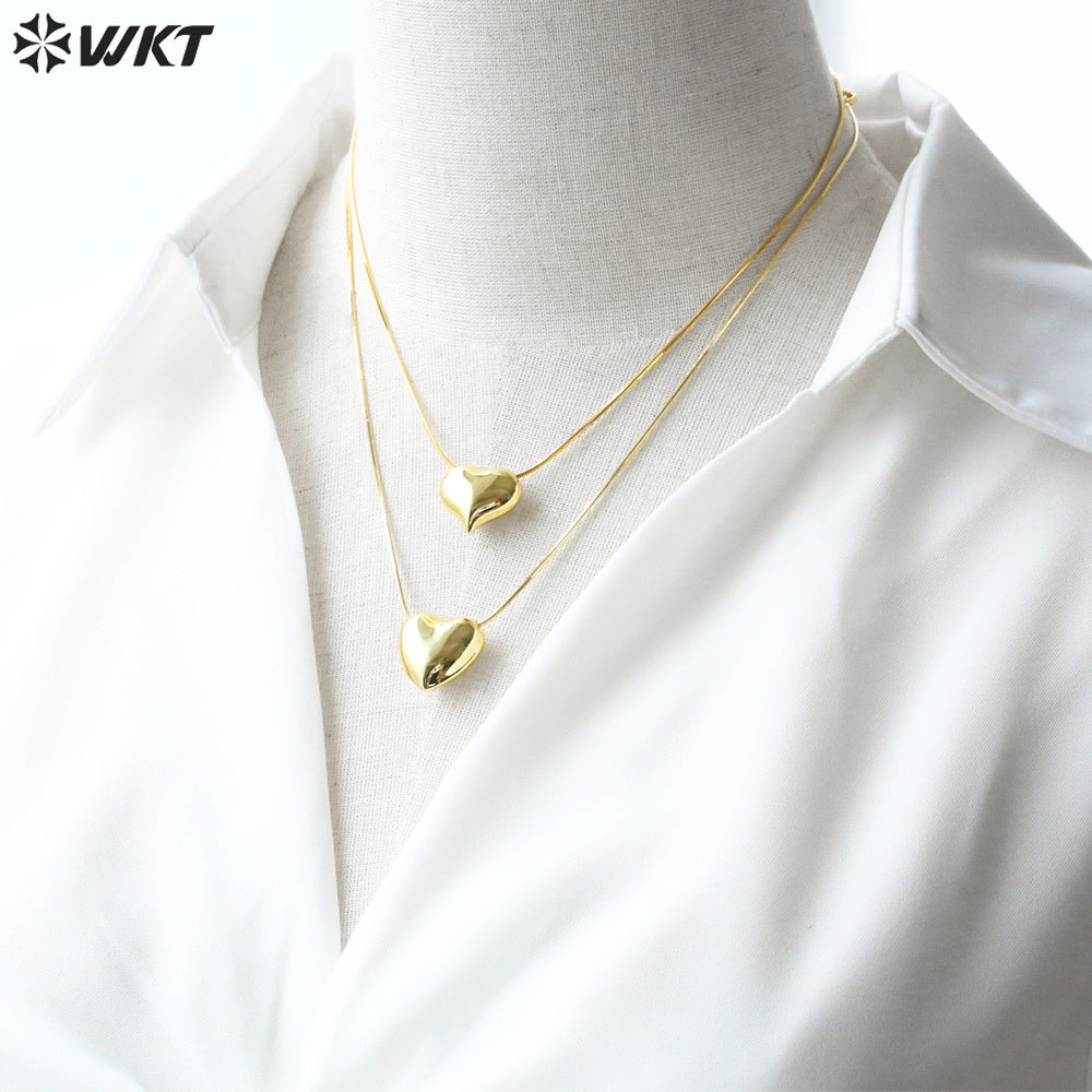 WT-JFN25 WKT Elegant and Charming Style Equisite Design 18k Gold Plated Heart Shape Women Necklace for Engagement Hot Sale