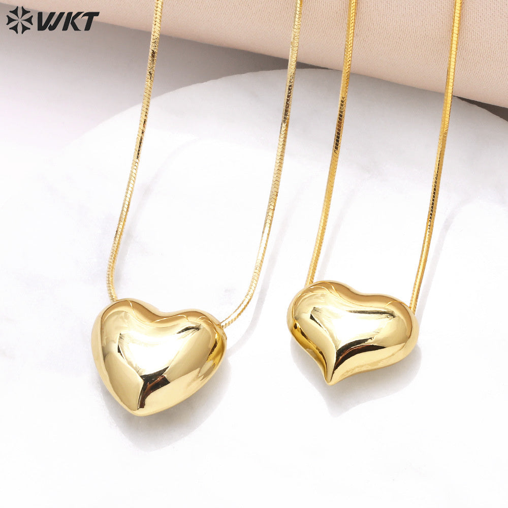 WT-JFN25 WKT Elegant and Charming Style Equisite Design 18k Gold Plated Heart Shape Women Necklace for Engagement Hot Sale