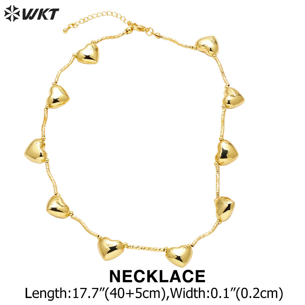 WT-JFN26 WKT Equisite and Pretty Design Charming Style 18k Gold Plated Heart Shape Lady Bracelet and Neckalce Advanced Sale