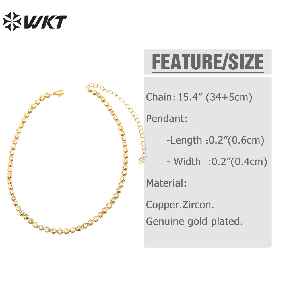 WT-BFN056 European Hip-hop Necklaces Female Fashion Brand Personality Copper-encrusted Zircon Chain Accessories Choker Necklace