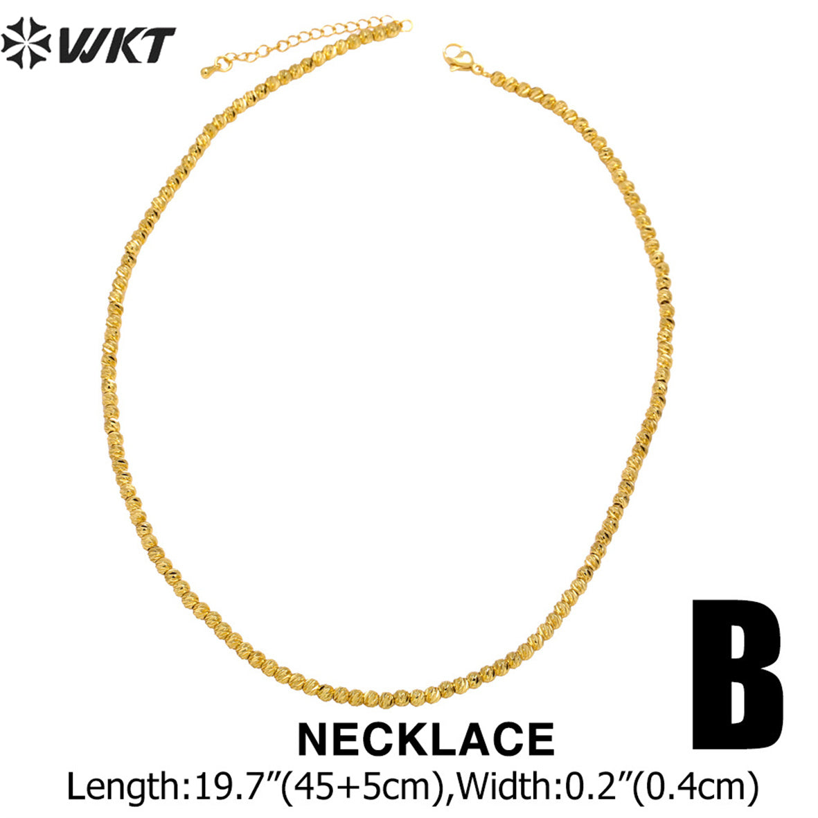 WT-BFN045 NEW Beads 18k Real Gold Plated Resist Tarnishable 3.5mm Brass Beads Chain Necklace Diamond Cut Beads Metal Necklace
