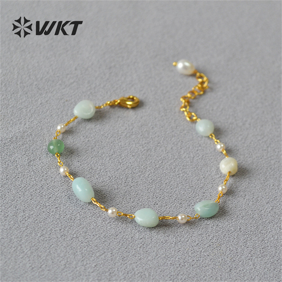 WT-B629 WKT New Handmade Natural Gemstone Bracelets Lovely Amazonite Amethyst Stone Rosary Beads Lucky Bracelets