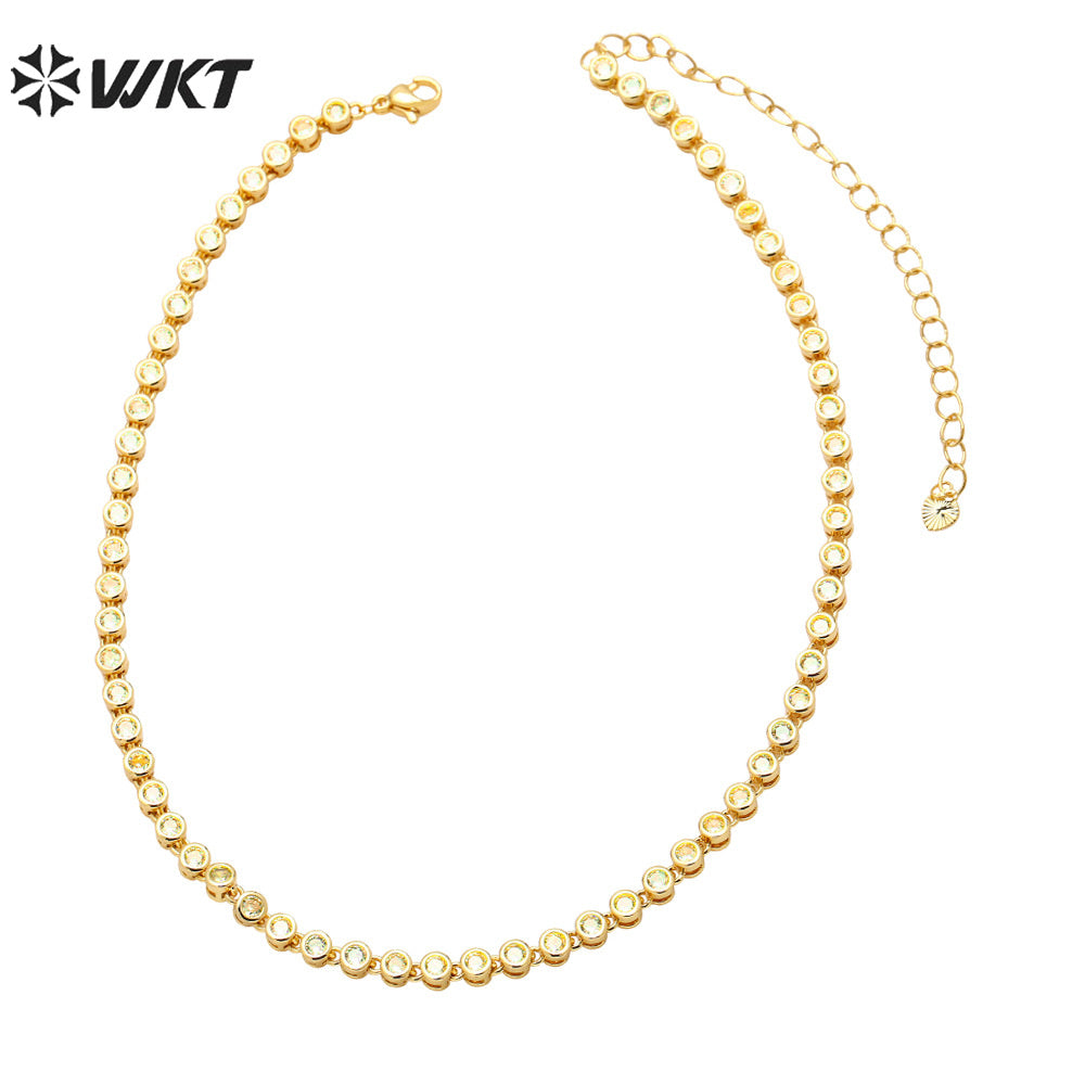 WT-BFN056 European Hip-hop Necklaces Female Fashion Brand Personality Copper-encrusted Zircon Chain Accessories Choker Necklace