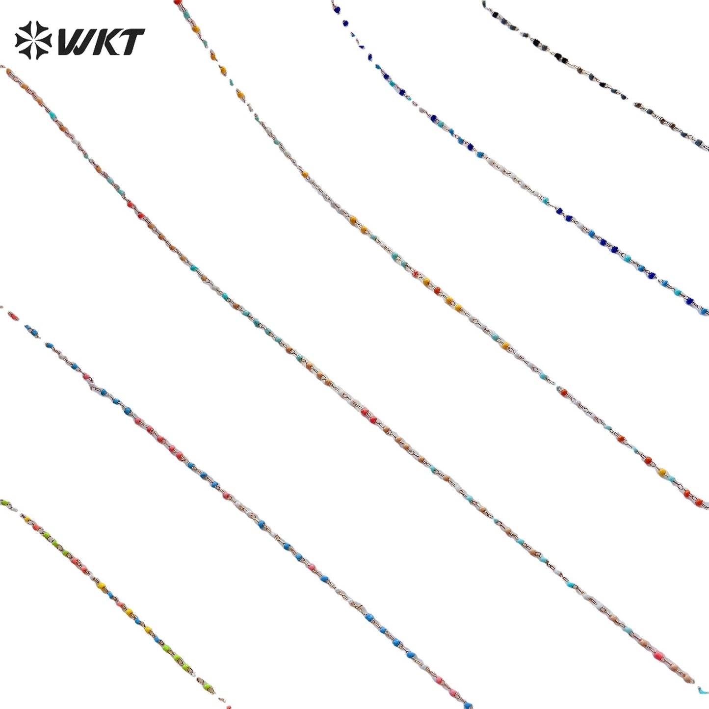 WT-RBC231 Tiny Bohemian 2mm DIY Colorful Crystal Beads Chain for Bohemian Series Jewelry or Bracelet Sunglass Findings