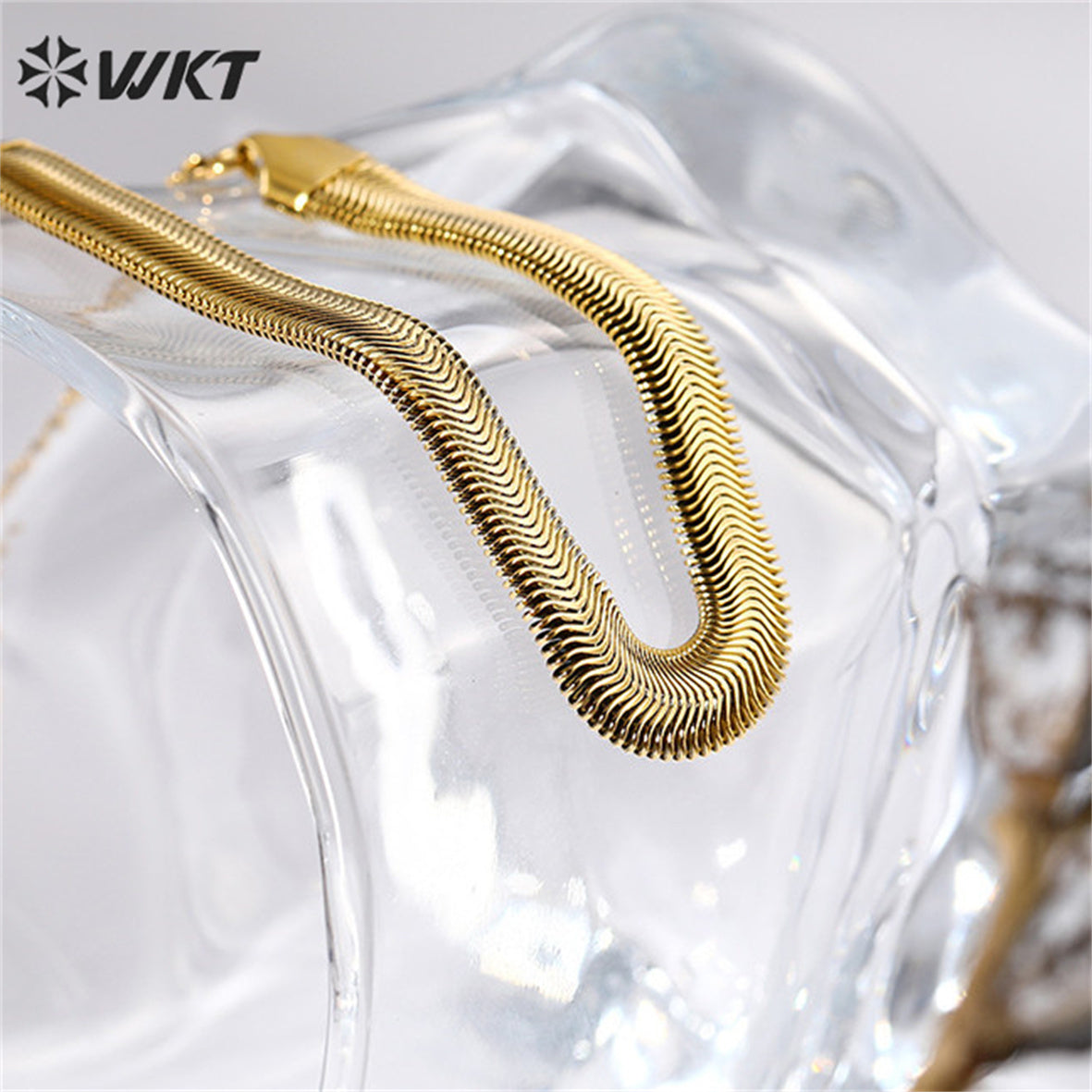 WT-REB023 Fashion Locomotive Style Stainless Steel Bracelet Big Metal Unique Cool Wide Flat Snake Chain Bracelets