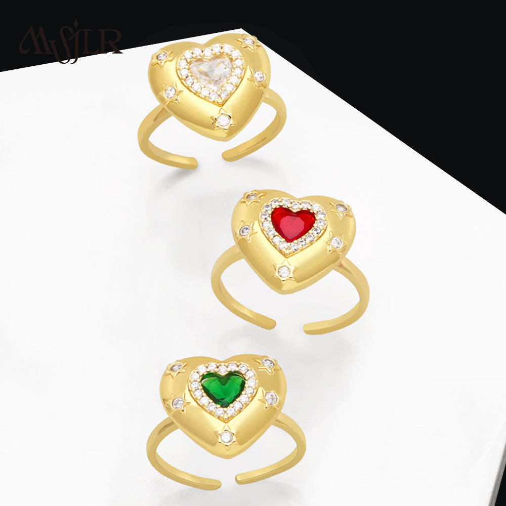 WKT-MVR042 High Quality Heart Shaped Ring for Women in Europe and America Fashionable Personality Open Index Finger Ring