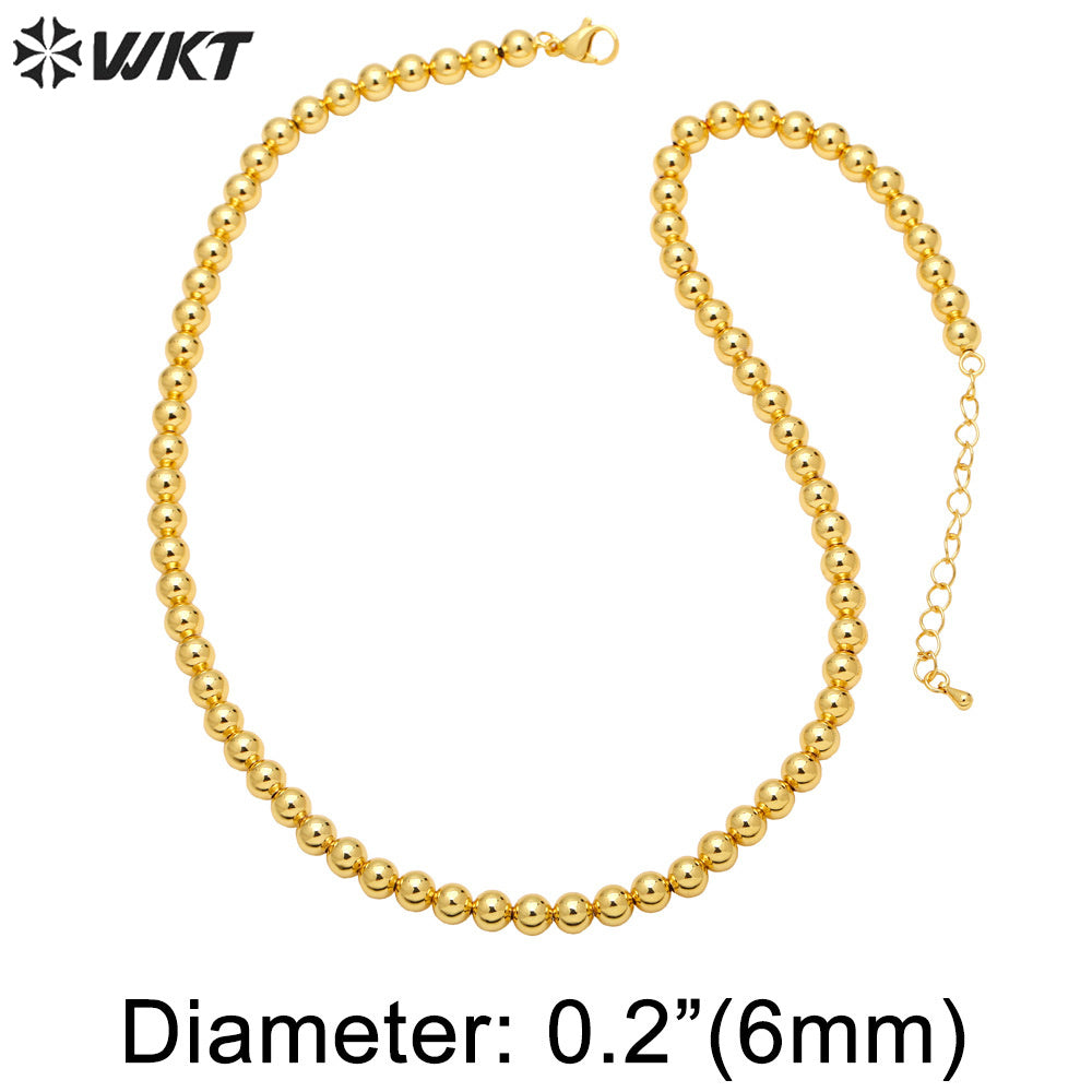 WT-BFN054 Gold Beads Necklace Chain Personality Clavicle Chain Ins Minority Design Sense Necklace Woman Ball Necklace