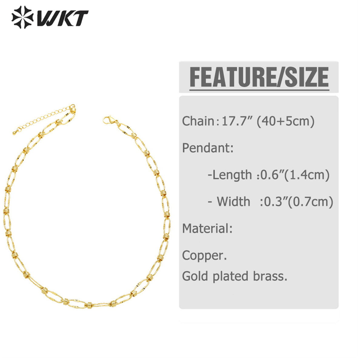WT-BFN047 Personalized Retro Rock Punk Necklace Copper-plated 18K Gold Thick Chain Necklace Bracelet Cool Big Metal Necklace