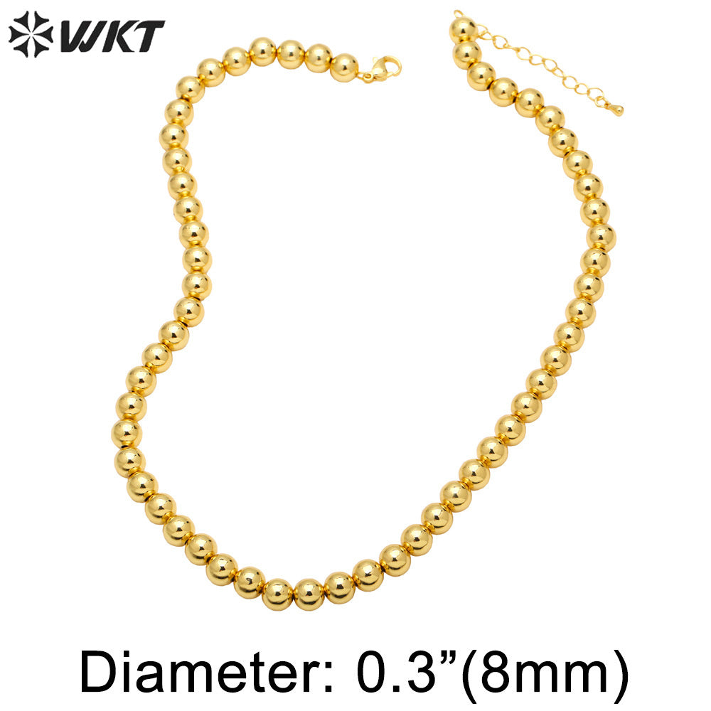 WT-BFN054 Gold Beads Necklace Chain Personality Clavicle Chain Ins Minority Design Sense Necklace Woman Ball Necklace
