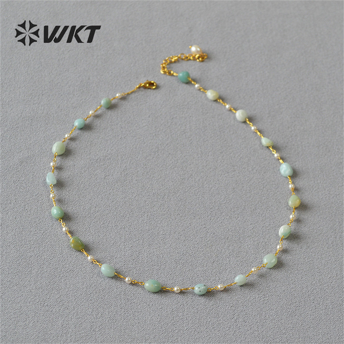 WT-N1419 Lucky Handmade 16inch Long Choker Necklace Natural Amethyst Stone Beads Rosary Chain Necklace INS Hot Necklace