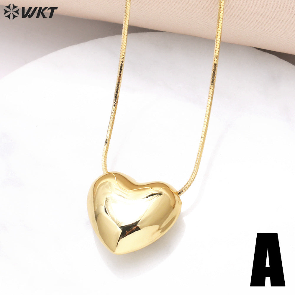 WT-JFN25 WKT Elegant and Charming Style Equisite Design 18k Gold Plated Heart Shape Women Necklace for Engagement Hot Sale