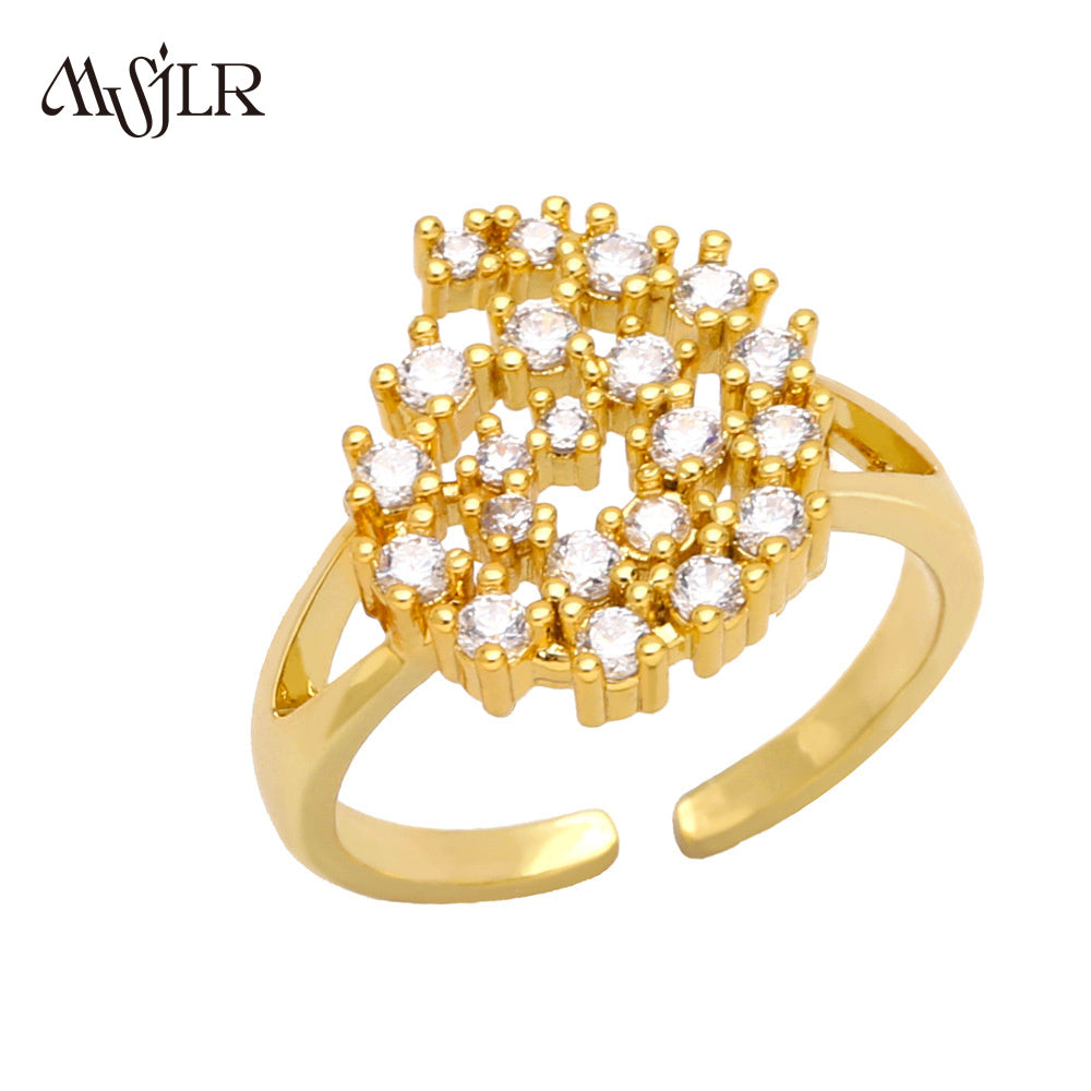 WKT-MVR046 High Quality Zircon Ring Women's Design Feels Small and Simple Cross Border European Opening Ring
