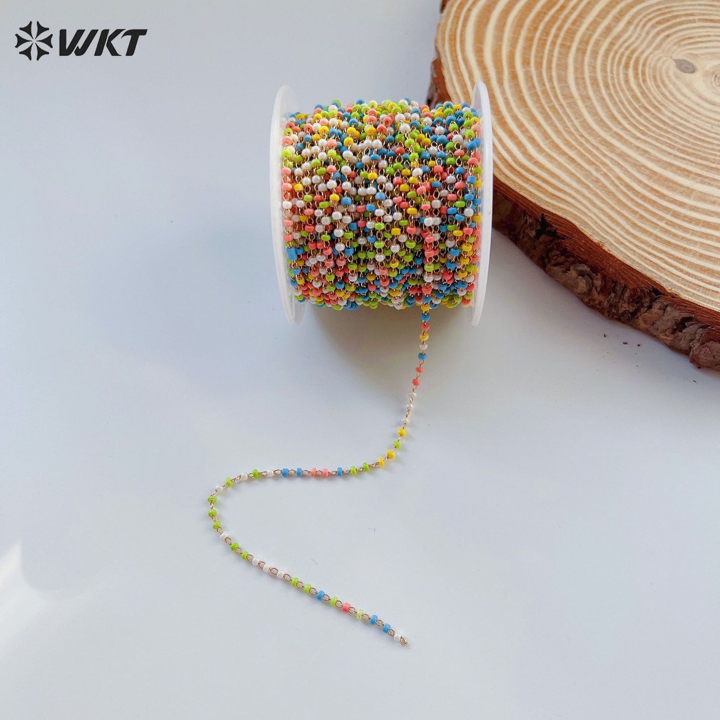 WT-RBC231 Tiny Bohemian 2mm DIY Colorful Crystal Beads Chain for Bohemian Series Jewelry or Bracelet Sunglass Findings