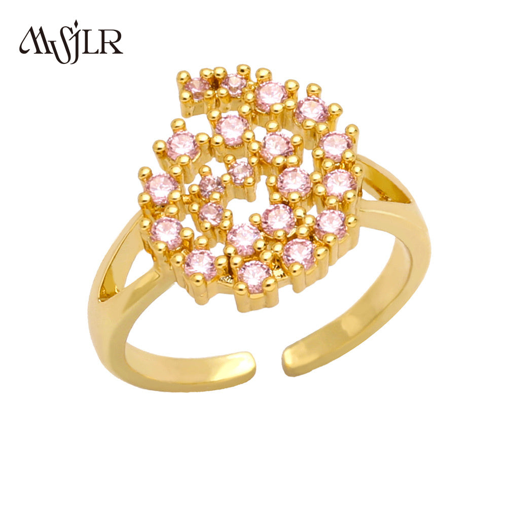WKT-MVR046 High Quality Zircon Ring Women's Design Feels Small and Simple Cross Border European Opening Ring