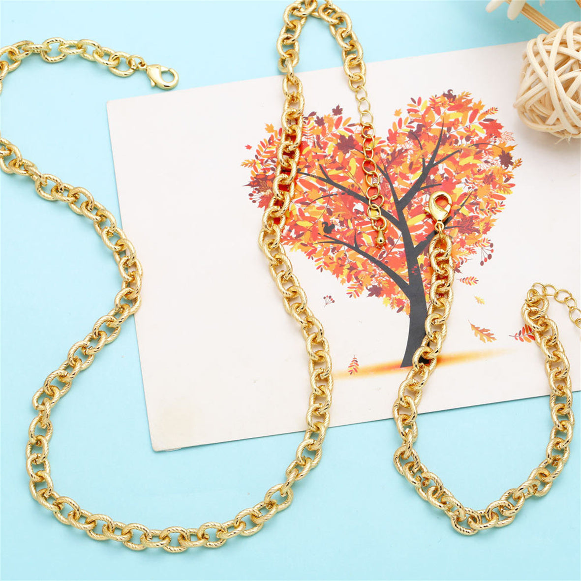 WT-BFN050 Hip-hop Punk Style Exaggerated Necklace Street-style Fashion Chunky Chain Necklace Bracelet Thick Link Chain Necklace