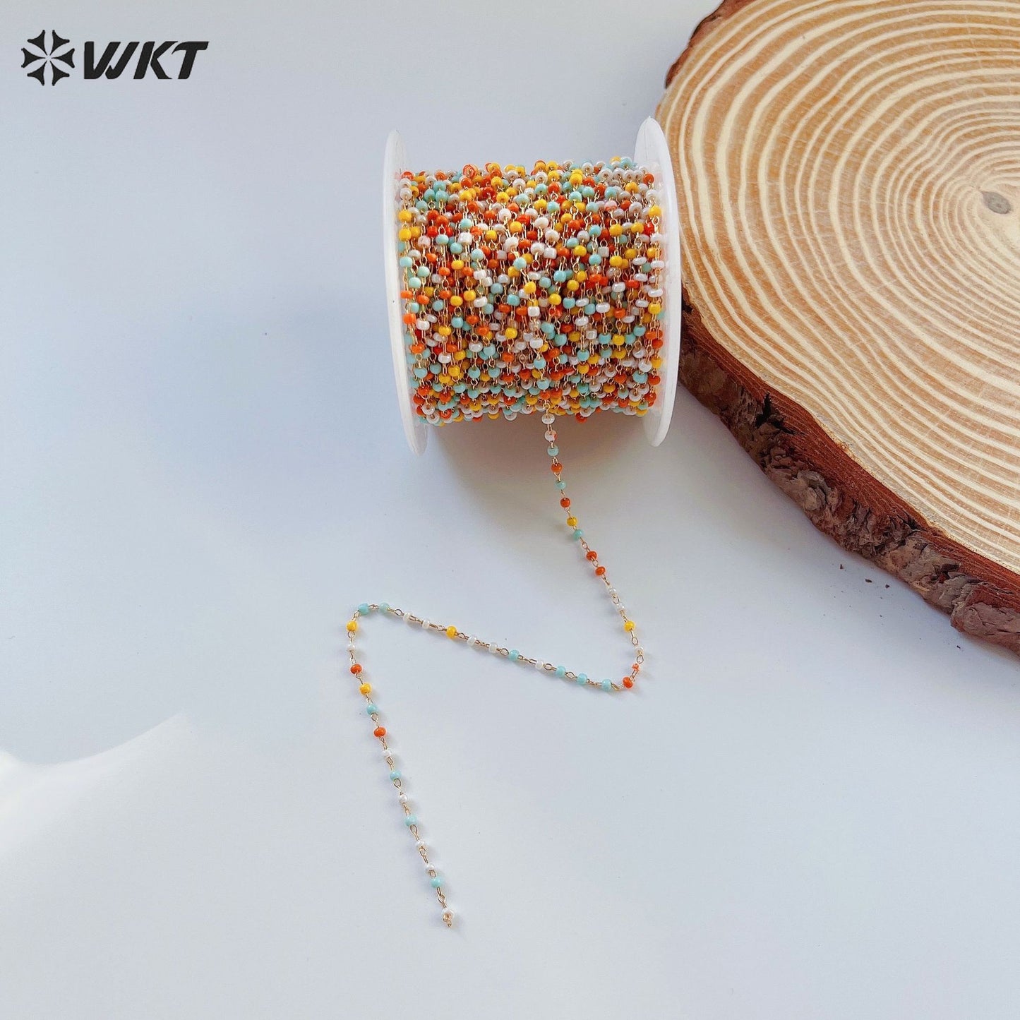 WT-RBC231 Tiny Bohemian 2mm DIY Colorful Crystal Beads Chain for Bohemian Series Jewelry or Bracelet Sunglass Findings