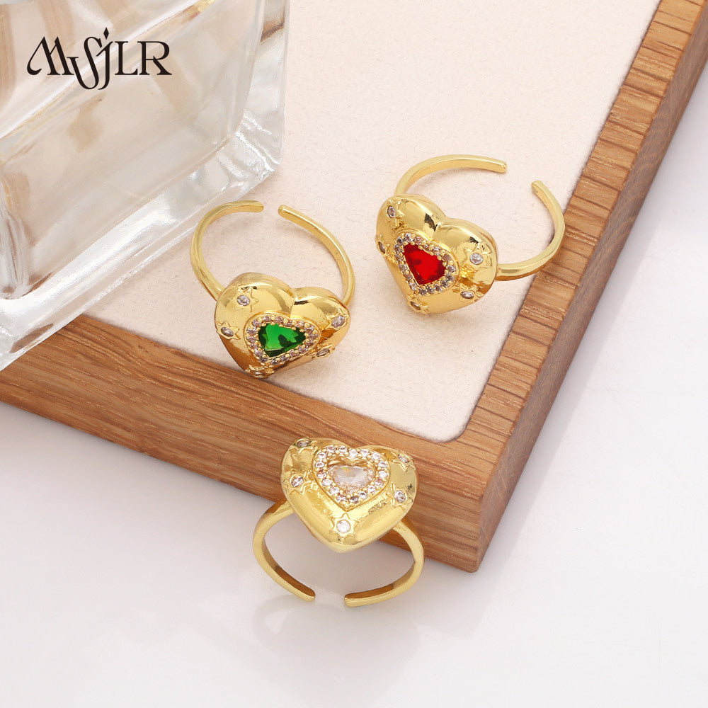 WKT-MVR042 High Quality Heart Shaped Ring for Women in Europe and America Fashionable Personality Open Index Finger Ring