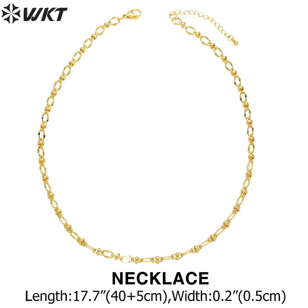 WT-BFN051 Accessories Retro Gold Thick Chain Necklace Bracelet Copper Plated 18K Gold Chain Big Metal Connect Handmade Necklace