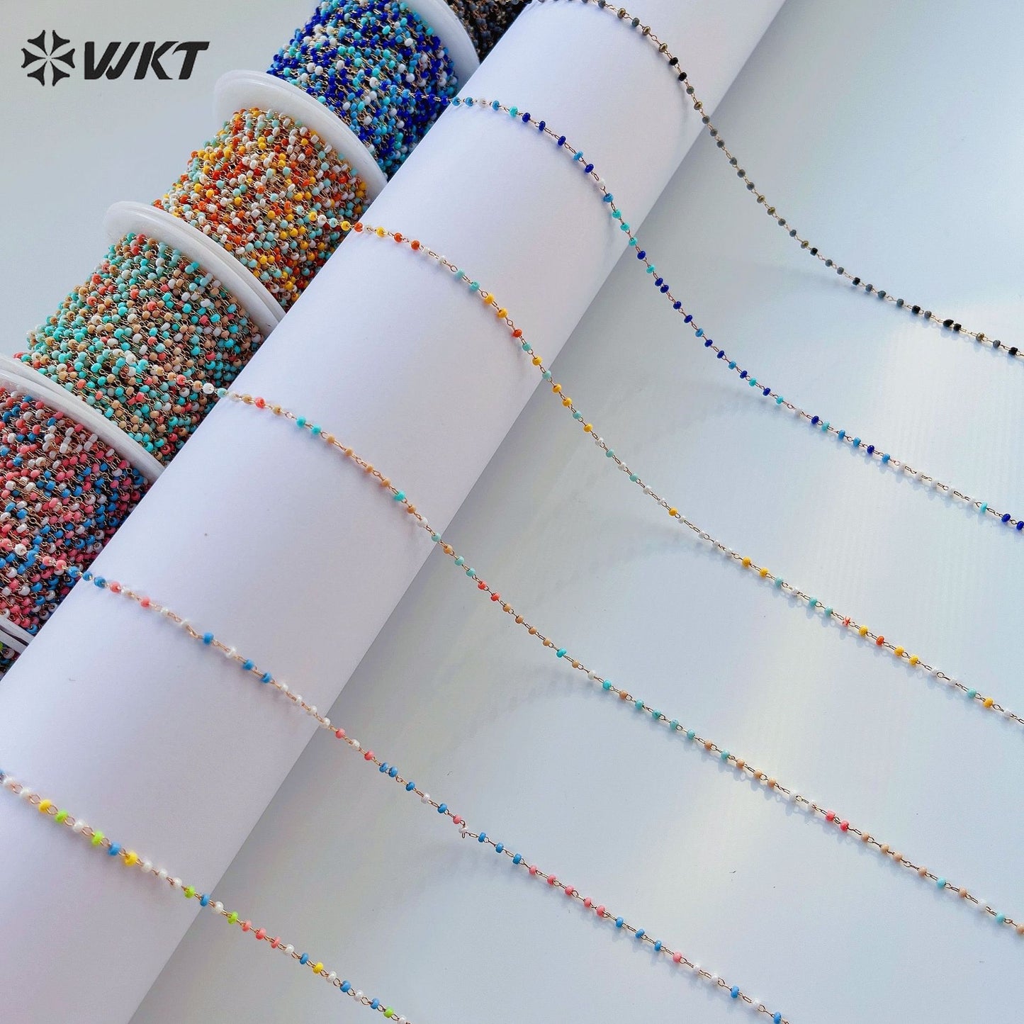 WT-RBC231 Tiny Bohemian 2mm DIY Colorful Crystal Beads Chain for Bohemian Series Jewelry or Bracelet Sunglass Findings