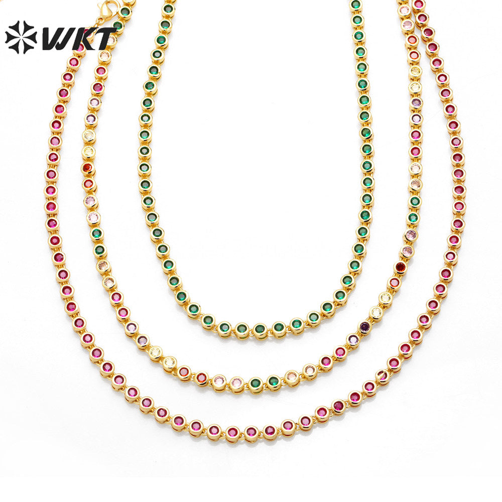 WT-BFN056 European Hip-hop Necklaces Female Fashion Brand Personality Copper-encrusted Zircon Chain Accessories Choker Necklace