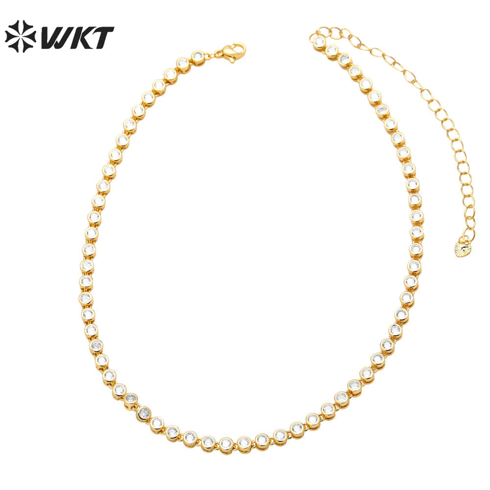 WT-BFN056 European Hip-hop Necklaces Female Fashion Brand Personality Copper-encrusted Zircon Chain Accessories Choker Necklace