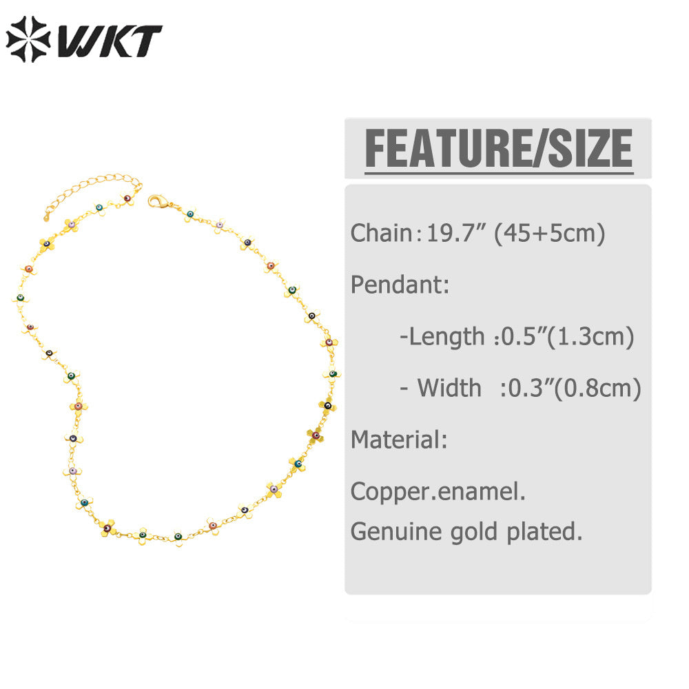 WT-BFN052 Women Best Selling Personalized Jewelry Set Is a Colorful Oil Drop Devil Eye Flower Collarbone Chain Necklace