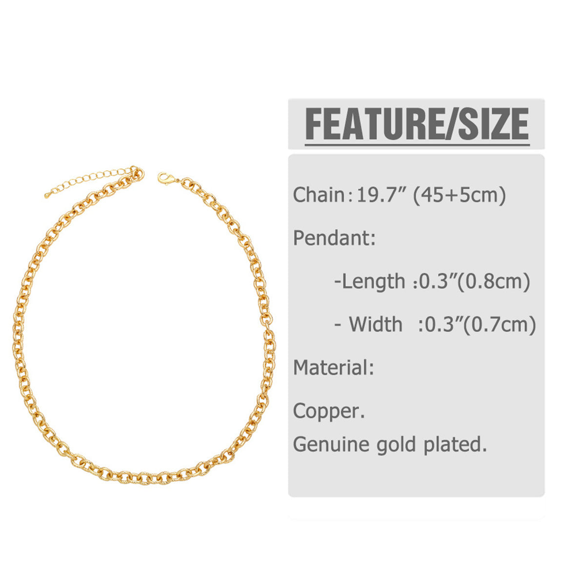 WT-BFN050 Hip-hop Punk Style Exaggerated Necklace Street-style Fashion Chunky Chain Necklace Bracelet Thick Link Chain Necklace