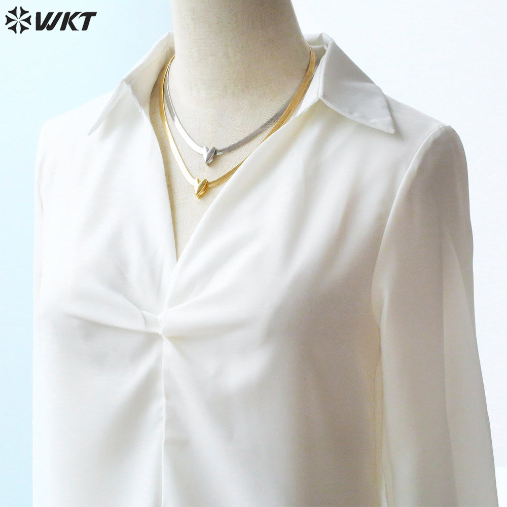 WT-JFN24 WKT Hot Sale Classical and Simple Design Heart Shape Brass and Silver Lady Neckalce 18k Gold Plated Jewelry Ornament