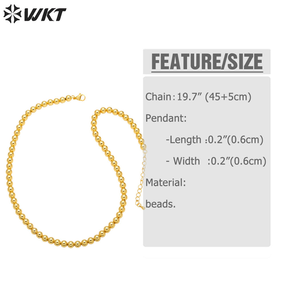 WT-BFN054 Gold Beads Necklace Chain Personality Clavicle Chain Ins Minority Design Sense Necklace Woman Ball Necklace