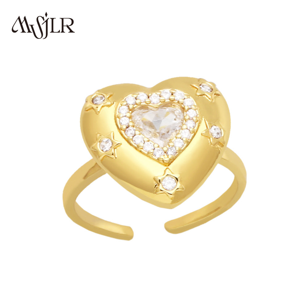 WKT-MVR042 High Quality Heart Shaped Ring for Women in Europe and America Fashionable Personality Open Index Finger Ring