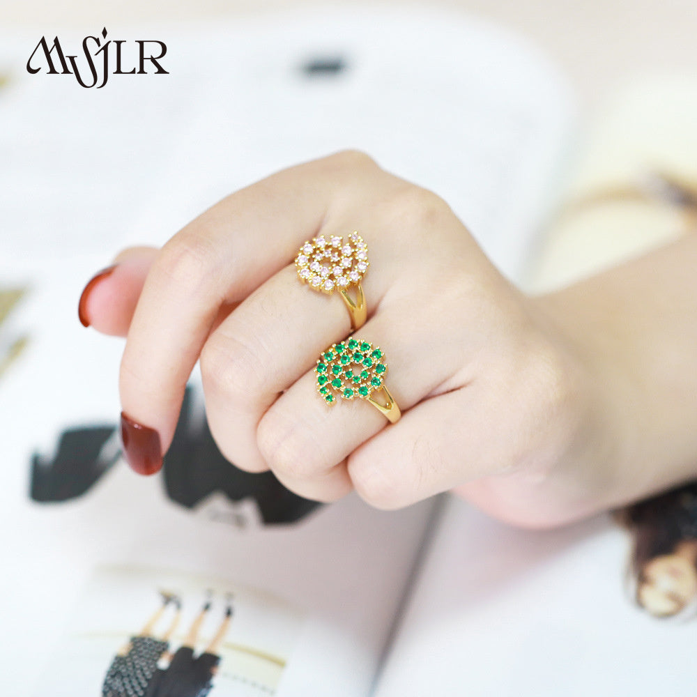 WKT-MVR046 High Quality Zircon Ring Women's Design Feels Small and Simple Cross Border European Opening Ring