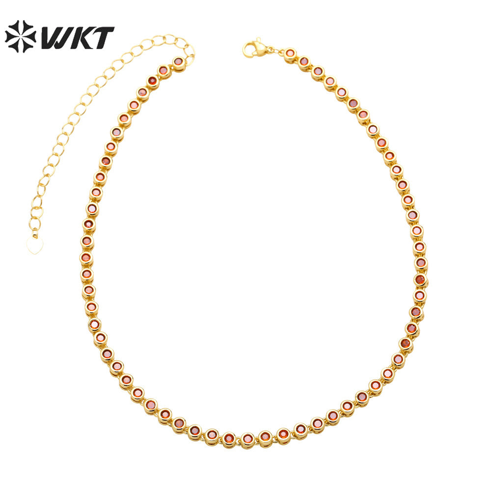 WT-BFN056 European Hip-hop Necklaces Female Fashion Brand Personality Copper-encrusted Zircon Chain Accessories Choker Necklace