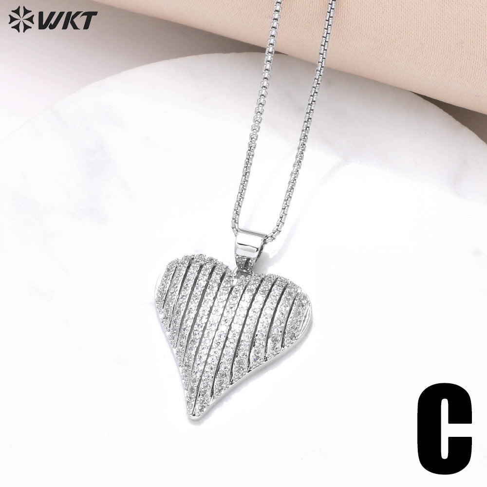 WT-MN996 WKT Elegant Design Fashionable Hot Sale Heart Shape 18k Gold Plated Zircon Female Necklace for Party Gift Celebration