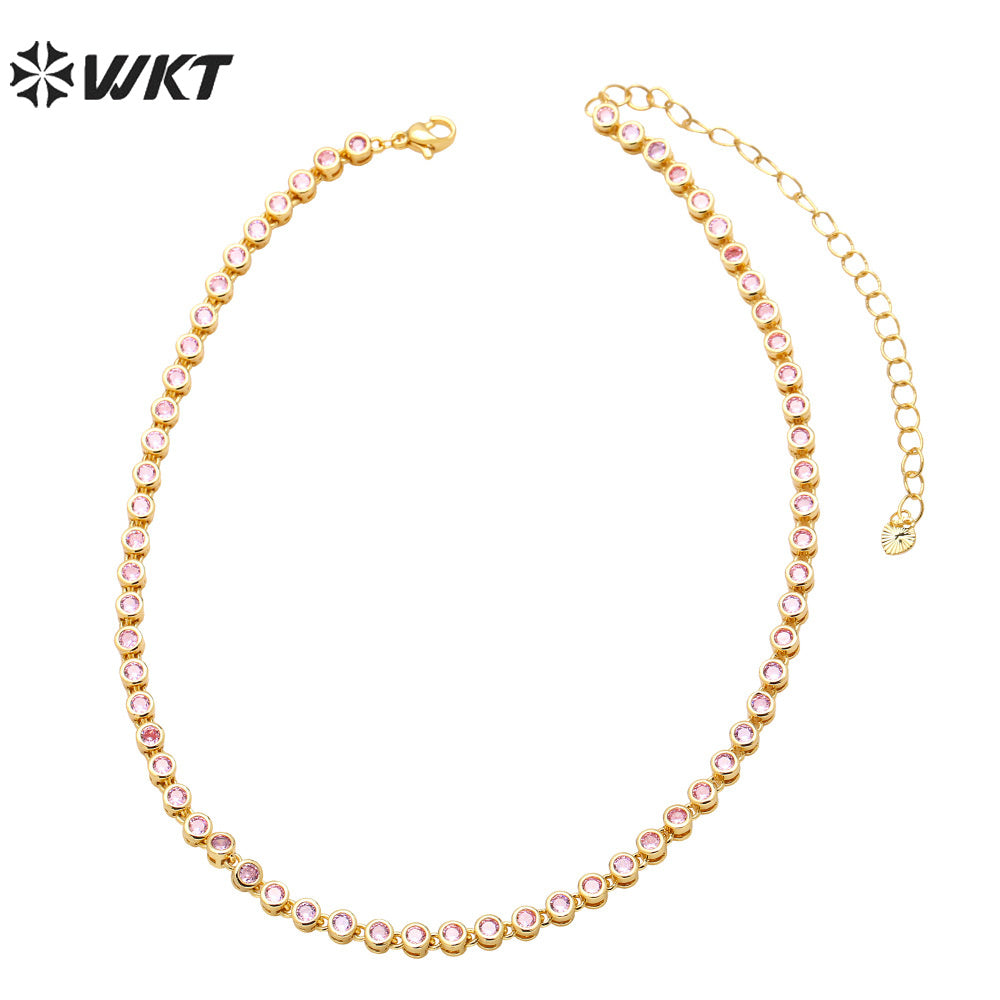 WT-BFN056 European Hip-hop Necklaces Female Fashion Brand Personality Copper-encrusted Zircon Chain Accessories Choker Necklace