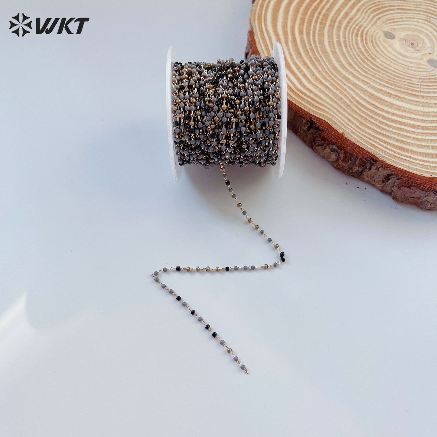 WT-RBC231 Tiny Bohemian 2mm DIY Colorful Crystal Beads Chain for Bohemian Series Jewelry or Bracelet Sunglass Findings