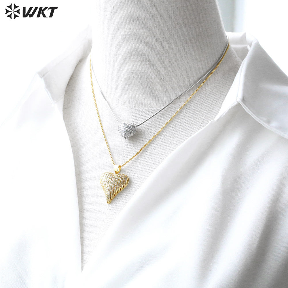 WT-MN996 WKT Elegant Design Fashionable Hot Sale Heart Shape 18k Gold Plated Zircon Female Necklace for Party Gift Celebration