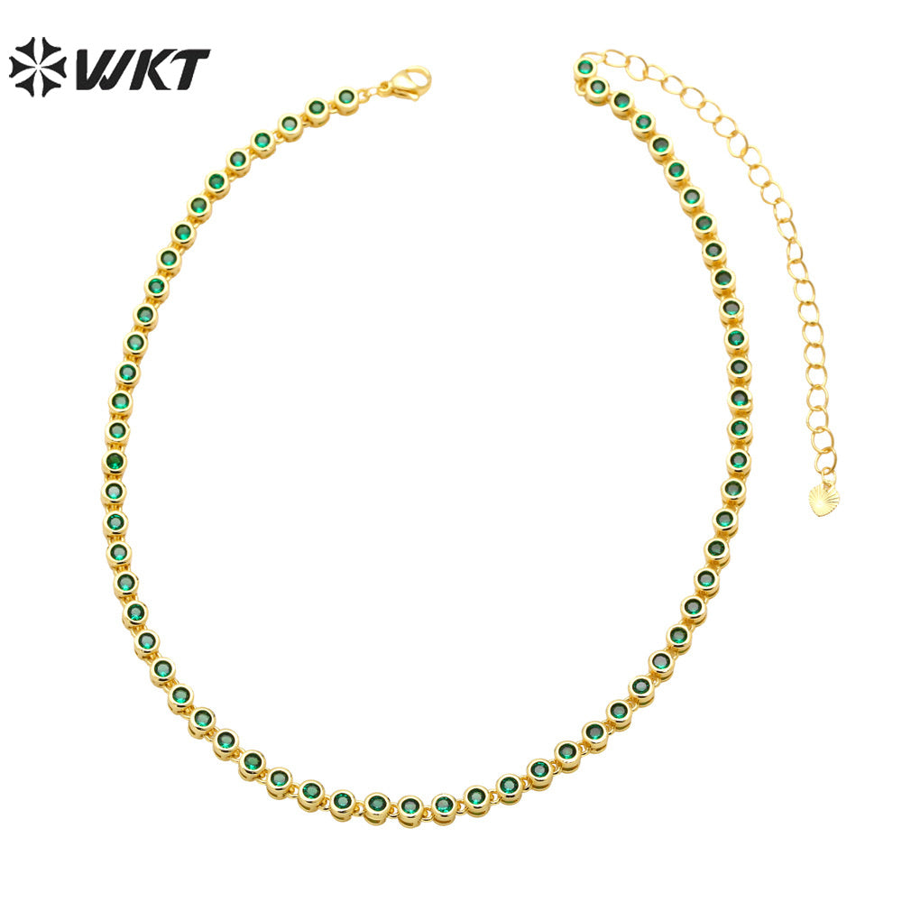WT-BFN056 European Hip-hop Necklaces Female Fashion Brand Personality Copper-encrusted Zircon Chain Accessories Choker Necklace