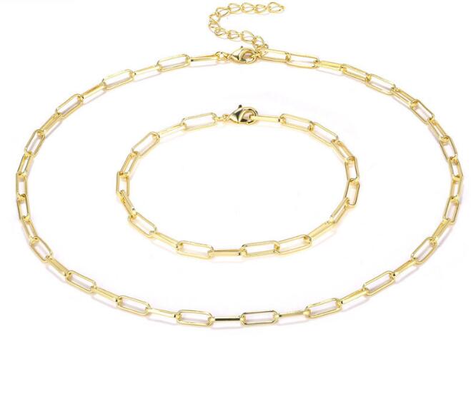 WT-N1225 Wholesale 18k Real Gold Plated Chunky Linked Chain Lady Fashion Choker Brass Metal Chain Necklace Women Jewelry Chain