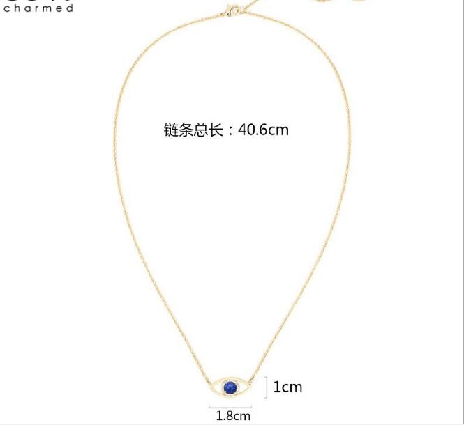 WT-N1226 Amazing Populared Gemstone Evil Eye Necklace 18k Thick Gold Plated High Polish Gold Evil Eye Necklace in 16 Inch Long