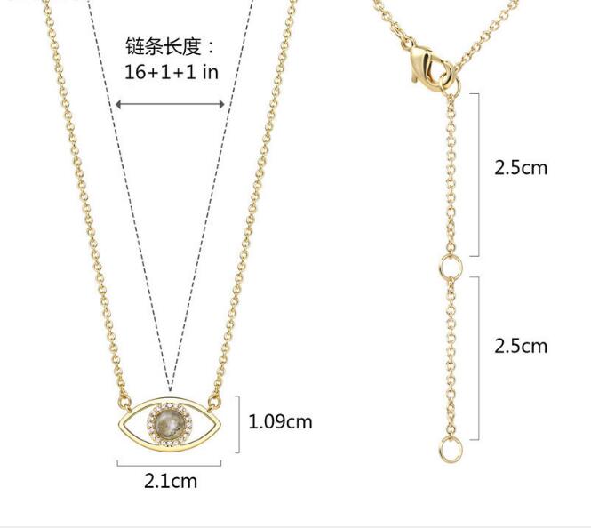WT-N1226 Amazing Populared Gemstone Evil Eye Necklace 18k Thick Gold Plated High Polish Gold Evil Eye Necklace in 16 Inch Long