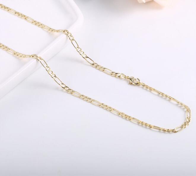 WT-N1227 Popular Figaro Chain Necklace Brass with Gold Electroplated Woman Fashion Link Chain Necklace Hot Figaro Chain Necklace