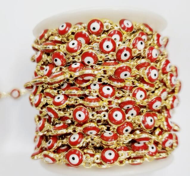 WT-RBC173 WKT New Red Evil Eye Hot Sales Jewelry DIY Chain for Necklace and Bracelet Design Chain for Women Fashion Eye Chain