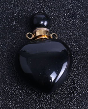 WT-P1848 Wholesale Fashion Stainless Steel Natural Stone Made Perfume Bottle Pendants Women Lovely Heart Stone Bottle for Neck